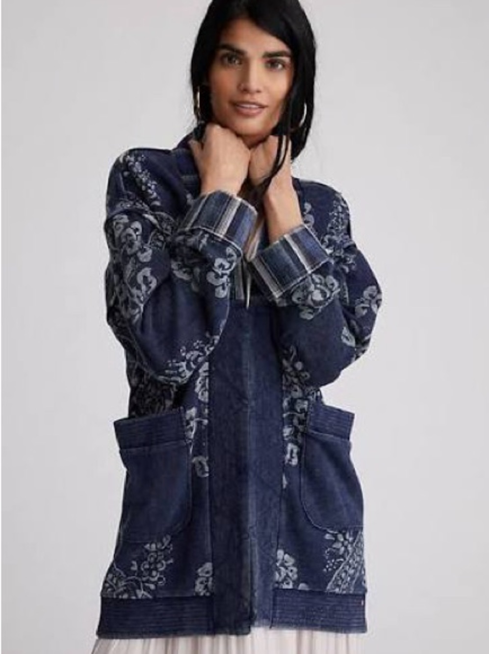 Anthropologie Pilcro Quilted Denim Kimono Jacket Size S/M NWT